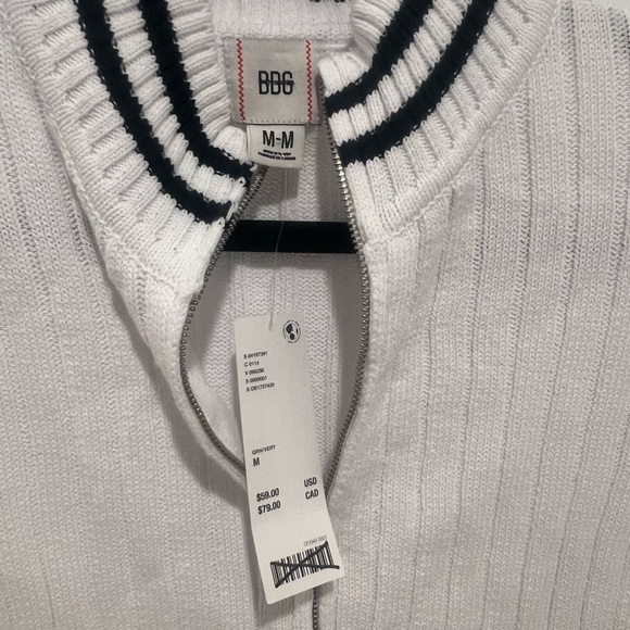 NWT: Urban Outfitters BDG Bella Zip-Up Cardigan 90s Ribbed Cotton Blend MM - Picture 3 of 3